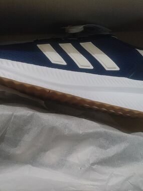 Adidas Navy Sneakers with White Stripes and Gum Outsole